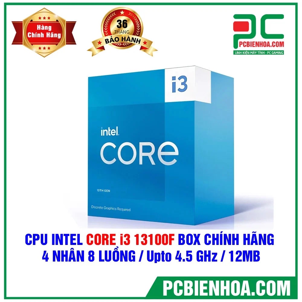 CPU- BỘ VI XỬ LÝ INTEL CORE I3 13100F BOX CHÍNH HÃNG ( 4 NHÂN 8 LUỒNG ...