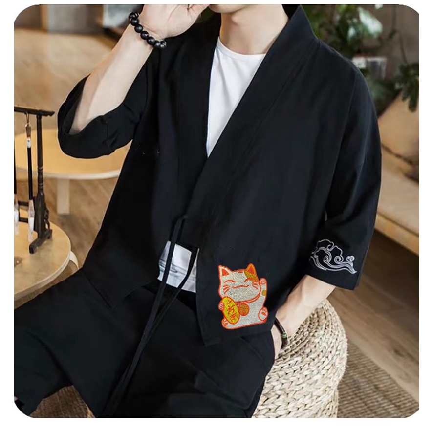 Áo khoác kiểu Haori MÈO TÀI LỘC CVC - Giá sỉ Unisex