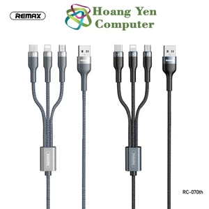 Cáp Sạc 3 Đầu Remax RC-070TH - Dây Dù Dài 1.2m - Bảo Hành 6 Tháng - Hoàng Yến Computer