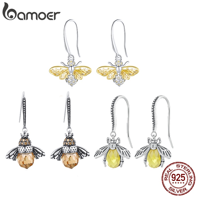 Bamoer Bông Tai Bạc 925 Hình Chú Ong Đáng Yêu