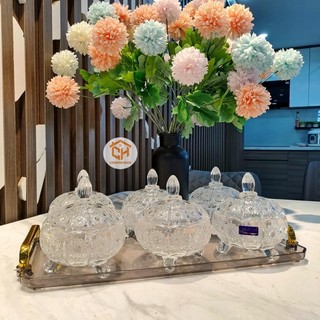 Thố Thuỷ Tinh Deli Đựng Mứt-Hũ Thủy Tinh Đựng Hạt Dưa, Đựng Mứt Và Bánh Kẹo Tết Cam Homeware