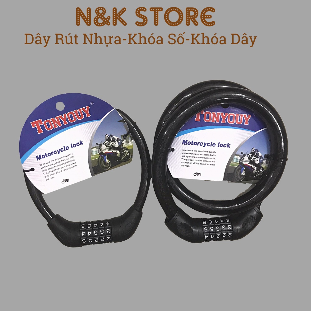 Khóa dây 5 số, dây khóa chống cắt xe máy xe đạp, khóa xe khóa cửa bền chắc