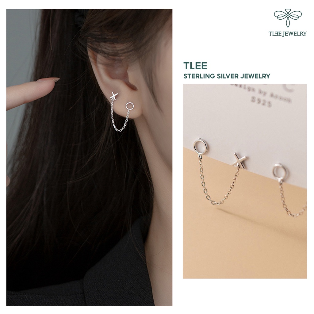 Ảnh Khuyên tai bạc nữ TLEE x o tua dài cá tính TLEE JEWELRY B0266 1