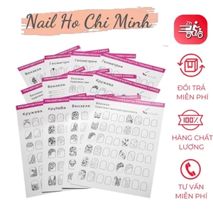 Bộ tập vẽ nail 12 tờ 144 mẫu có thể tái sử dụng - tập vẽ nail từ có bản tới nâng cao