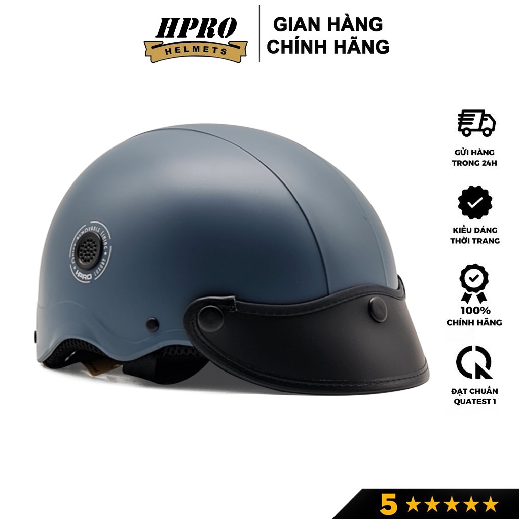 Ảnh Mũ bảo hiểm nửa đầu thương hiệu Hpro helmet, màu xám xi măng nổi bật, kiểu dáng trẻ trung năng động, freeside(52-56cm) 3