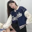 FREESHIP ÁO BOMBER XANH TAY TRẮNG THÊU NGỰC
