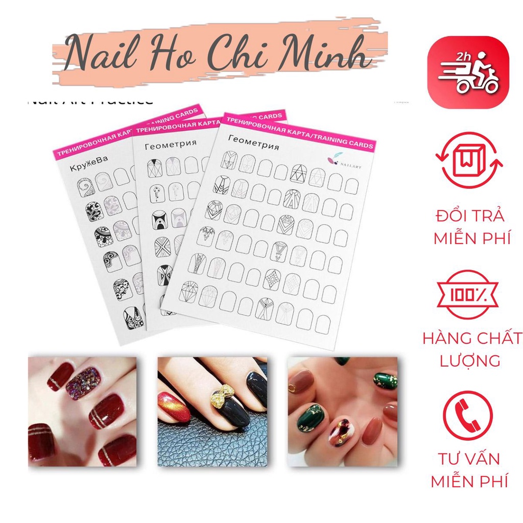 [HÀNG CAO CẤP] Bộ tập vẽ nail 12 tờ 144 mẫu có thể tái sử dụng - tập vẽ nail từ có bản tới nâng cao