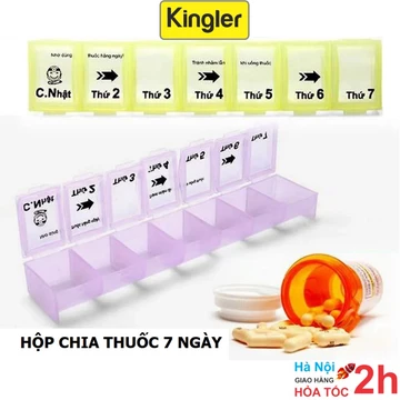 Hộp Chia Thuốc, Chia 7 Ngày Bằng Nhựa Nhiều Màu Dài, Đựng Thuốc Trong Gia Đình Hàng Ngày Tiện Dụng - 7124