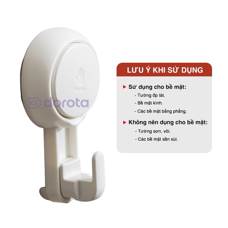 Ảnh Móc dán tường chịu lực cao cấp DOROTA tái sử dụng nhiều lần tải treo 5kg miếng dính hút chân không chống nước AW554 2