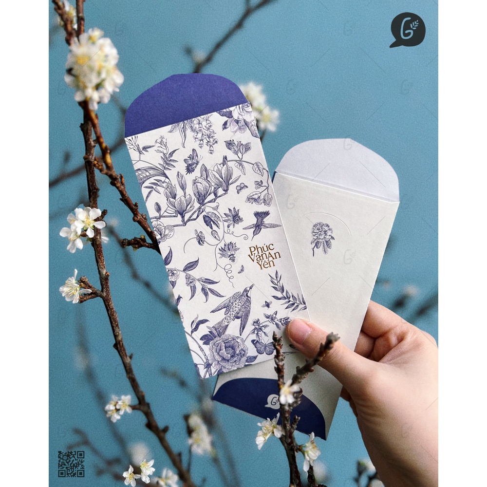 GX 016 Bao lì xì cao cấp Gác xép họa tiết hoa văn vintage chất liệu Kraft nhật cổ truyềnTết xưa 2025 (Phúc Vinh set)