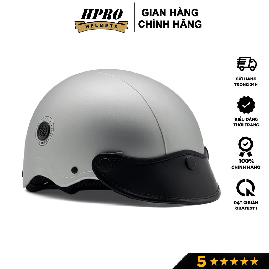 Ảnh Nón bảo hiểm thời trang Hpro helmet, có lỗ thông gió, kiểu dáng trẻ trung năng động, màu bạc cá tính, Freeside (52-56cm) 3