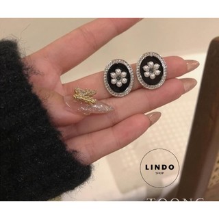 Khuyên tai nữ tròn đính đá phong cách hiện đại LINDO