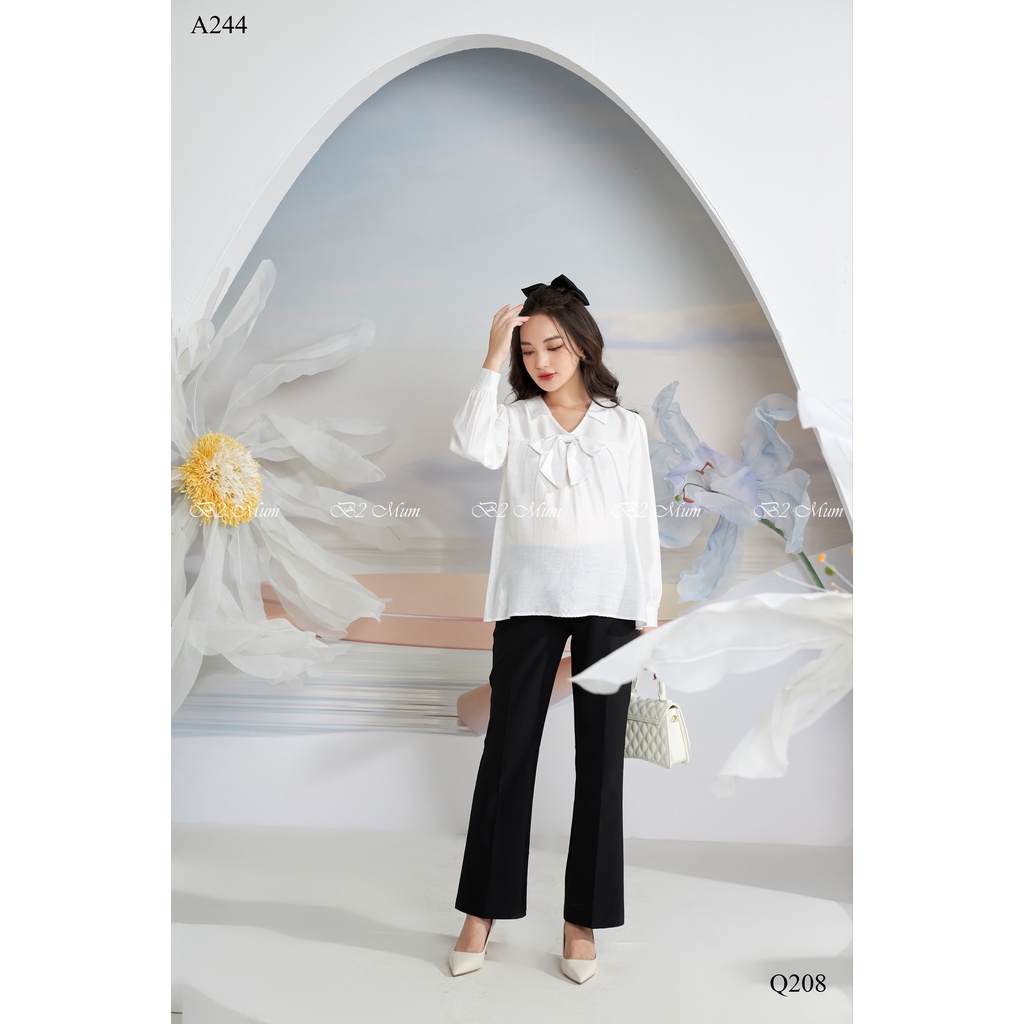Áo bầu thiết kế Áo cổ đức nơ V244 B2MUM