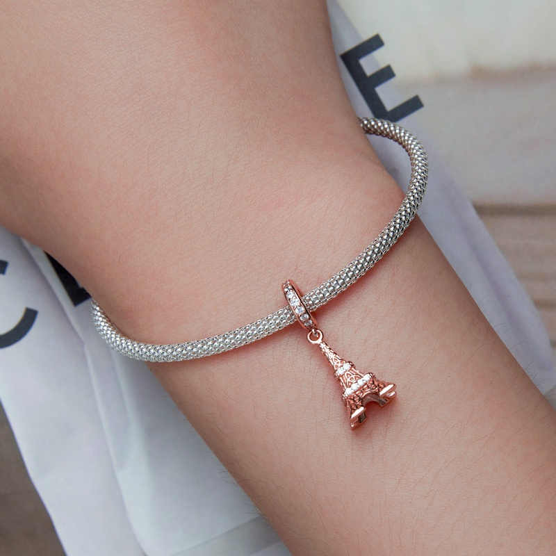Bamoer Hạt Xâu Chuỗi Bạc 925 Hình Tháp Eiffel Thời Trang Kèm Vòng Tay Diy Dành Cho Nữ Sinh