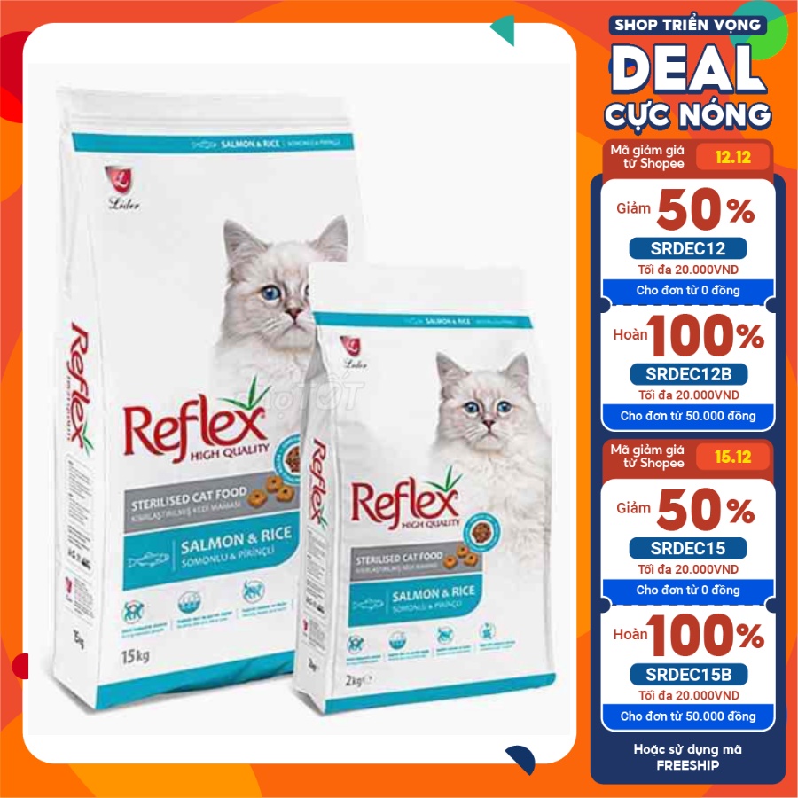 Hạt Reflex thức ăn hạt cho mèo triệt sản vị cá hồi 2kg Sterilised ...
