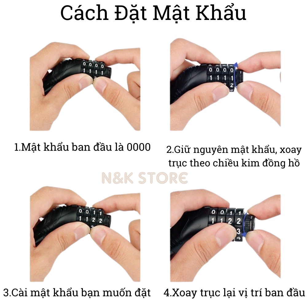 Khóa dây xe đạp, khóa số dây chống trộm, khóa xe đạp xe máy an toàn chắc chắn
