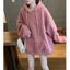 Áo hoodie lông cừu lót nỉ màu hồng form rộng rãi dày dặn cực ấm