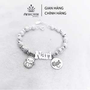 Lắc Bạc Bi Cát Mix Tên Và Con Giáp Cho Bé - Minh Canh Jewelry