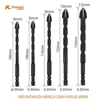 Bán lẻ Mũi khoan đa năng hãng Kapusi chuôi lục giác K-3512, K-3513, K-3514, K-3515, cỡ 6, 8, 10, 12mm, tem chống giả