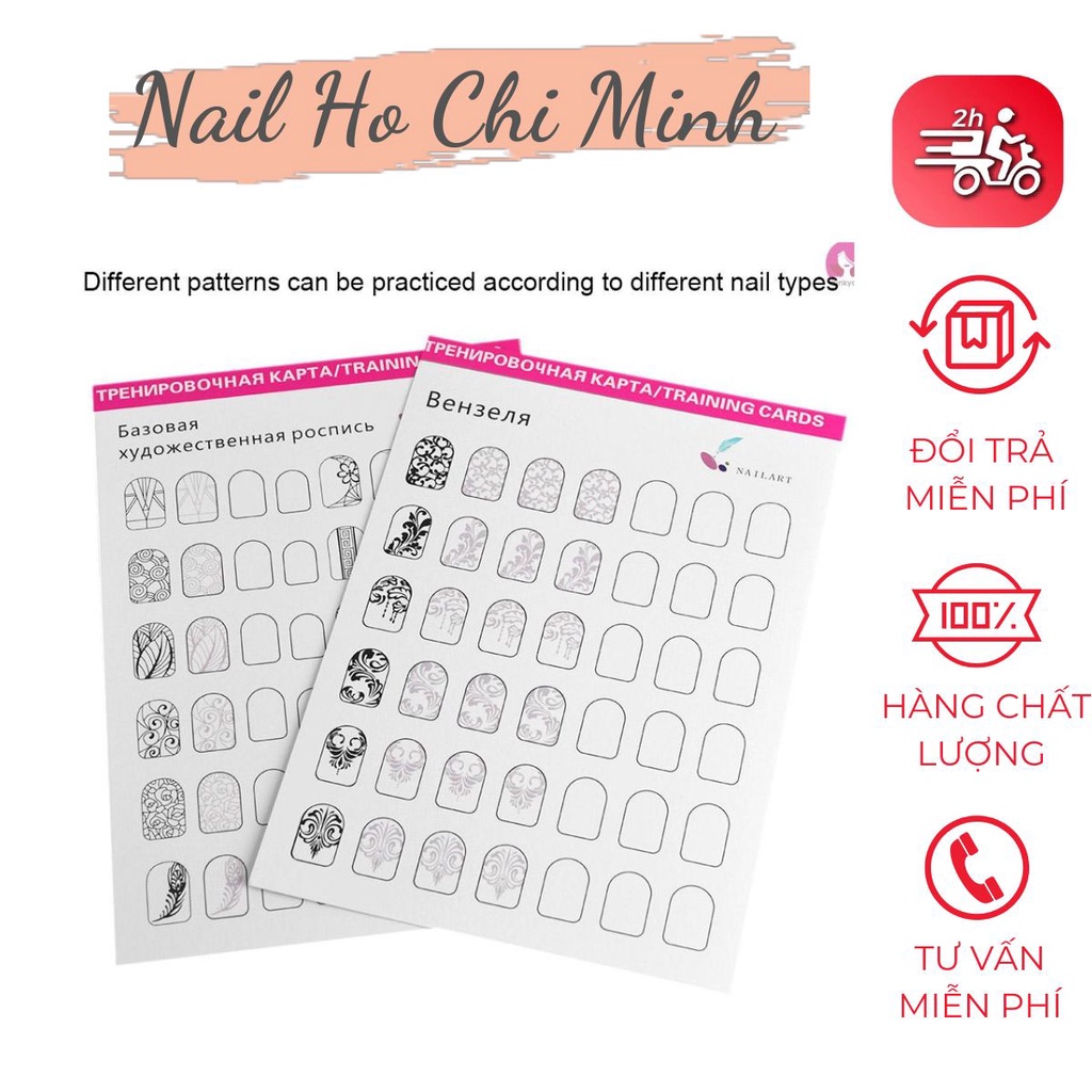 [HÀNG CAO CẤP] Bộ tập vẽ nail 12 tờ 144 mẫu có thể tái sử dụng - tập vẽ nail từ có bản tới nâng cao