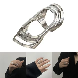 BTF Punk Rỗng Chỉ Số Nhẫn Retro Có Thể Uốn Cong Chunky Nhẫn Trang Sức