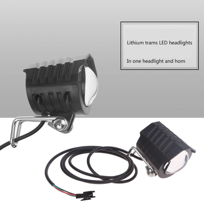 Electric Bike LED Front Light E-Bike  2 in 1 Waterproof Horn Headlight