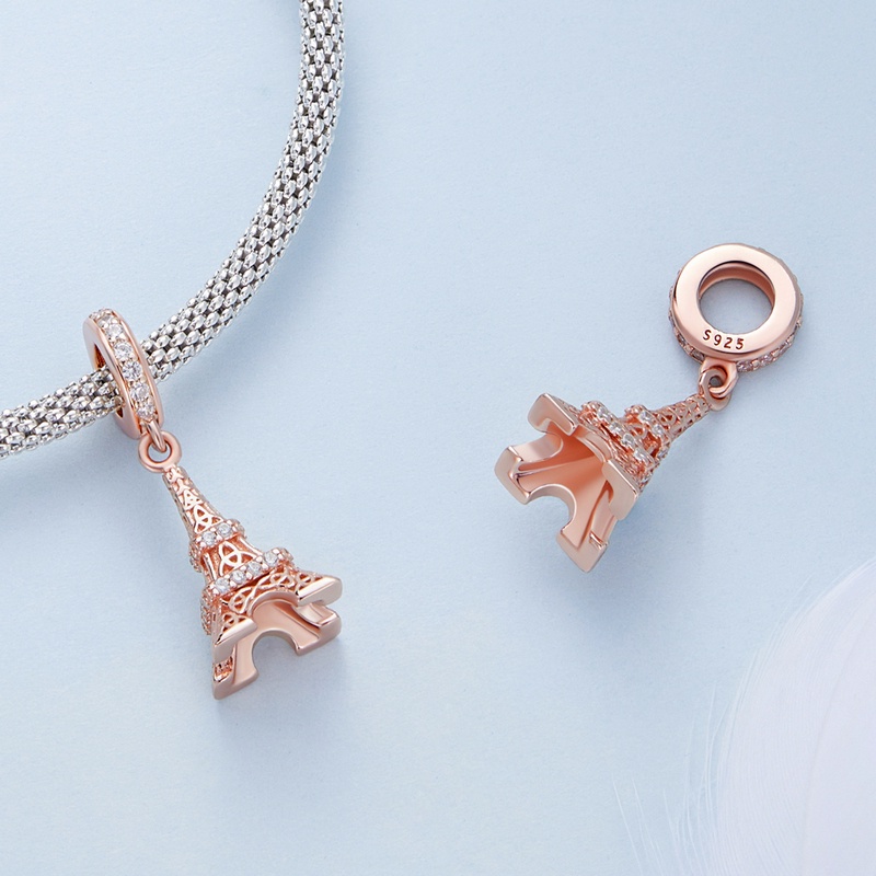 Bamoer Hạt Xâu Chuỗi Bạc 925 Hình Tháp Eiffel Thời Trang Kèm Vòng Tay Diy Dành Cho Nữ Sinh