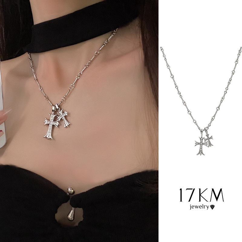 Ảnh Vòng cổ choker 17KM Y2K mặt thánh giá đính pha lê thời trang 1