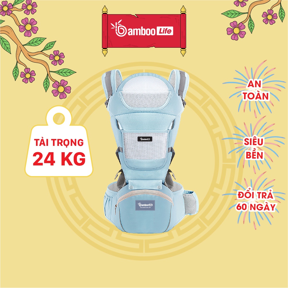 Địu em bé sơ sinh Bamboo Life BL032 nhiều tư thế cho bé trợ lực, đa chức năng có ghế chống gù siêu nhẹ cho trẻ em