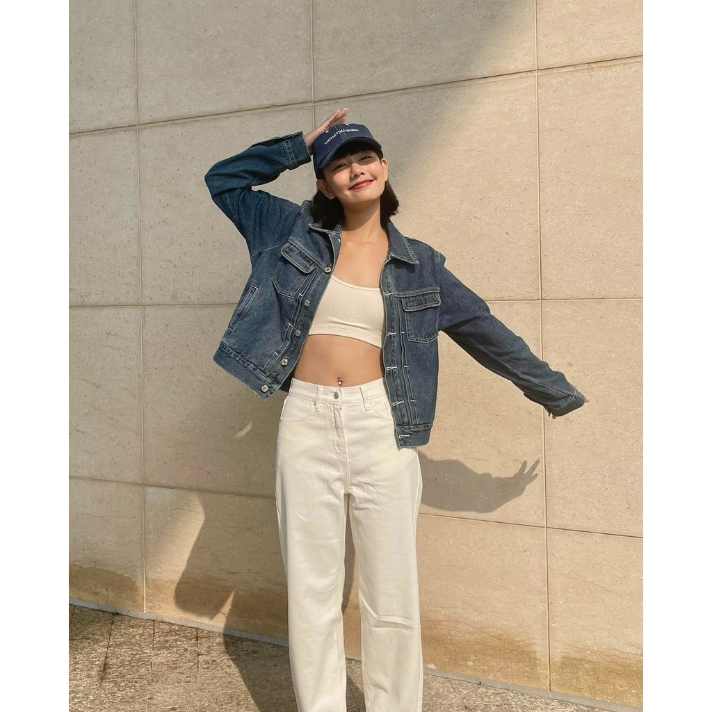 TheBlueTshirt - Quần jeans baggy lưng cao ống suông dáng thụng cho nữ - Balloon Jeans - Women