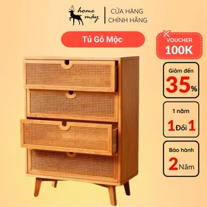 Tủ Mây Tre Đan 4 Tầng HOME MÂY - Phong Cách Vintage Cao Cấp