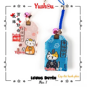 Túi Phước Yushou Tình Yêu - Cặp Đôi Mèo Xinh - Kiểu Omamori Nhật, Có sẵn, Quà tặng ý nghĩa.
