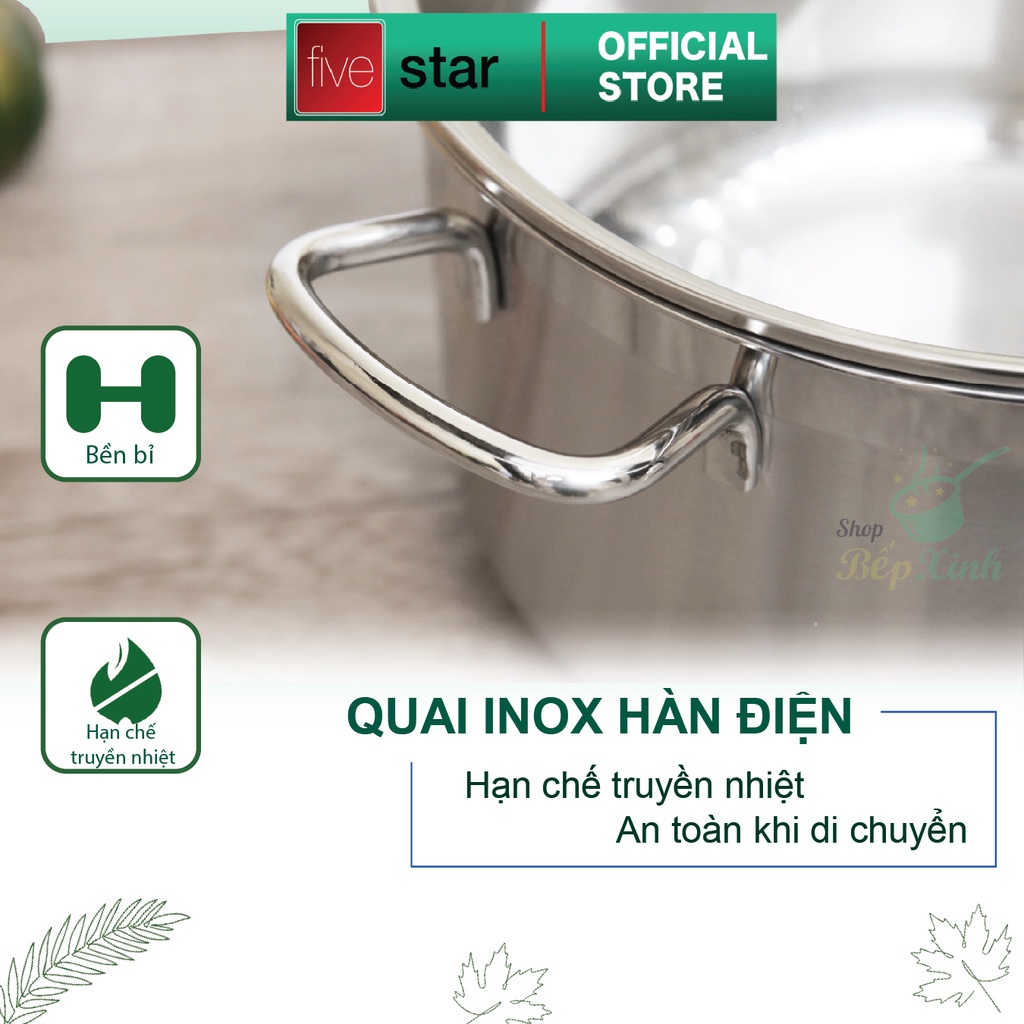 Ảnh Nồi inox 430 cao cấp Fivestar 3 đáy  sandwich ( 18cm/ 24cm / 26cm / 28cm ) , dùng được mọi bếp 4