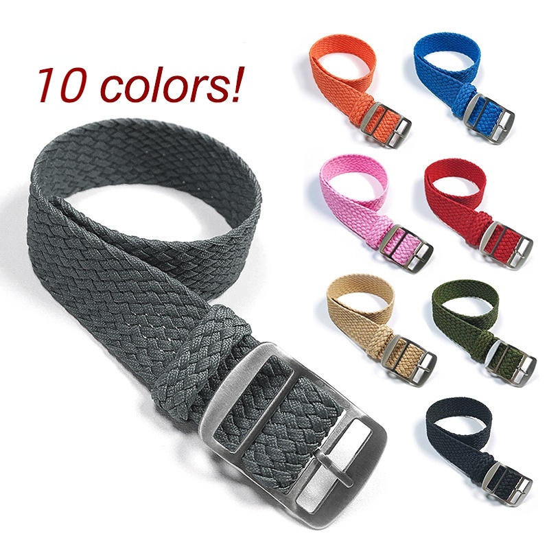 Dây Đeo Thay Thế Bằng Vải Nylon Cho Đồng Hồ Perlon 14mm 16mm 18mm 20mm 22mm