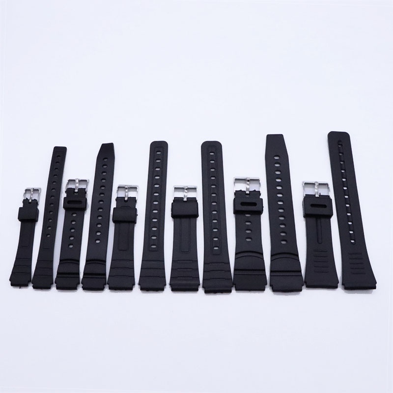 Dây Đeo Cao Su Silicone Màu Đen Có Khóa Cài 12mm 14mm 16mm 18mm 20mm 22mm Thay Thế Cho Đồng Hồ Thông Minh