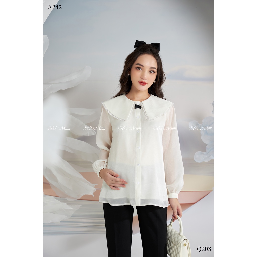 Áo bầu thiết kế Áo nơ cổ viền ren A242 B2MUM