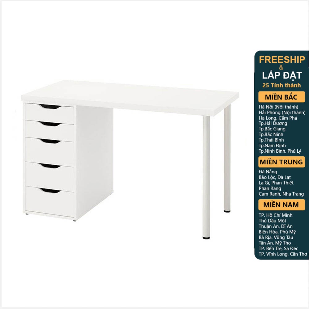 Ảnh DAISY, Bàn làm việc, bàn học 1 tủ ngăn kéo DEK_003, 120x60x73cm, bàn gỗ Scandi Home 1