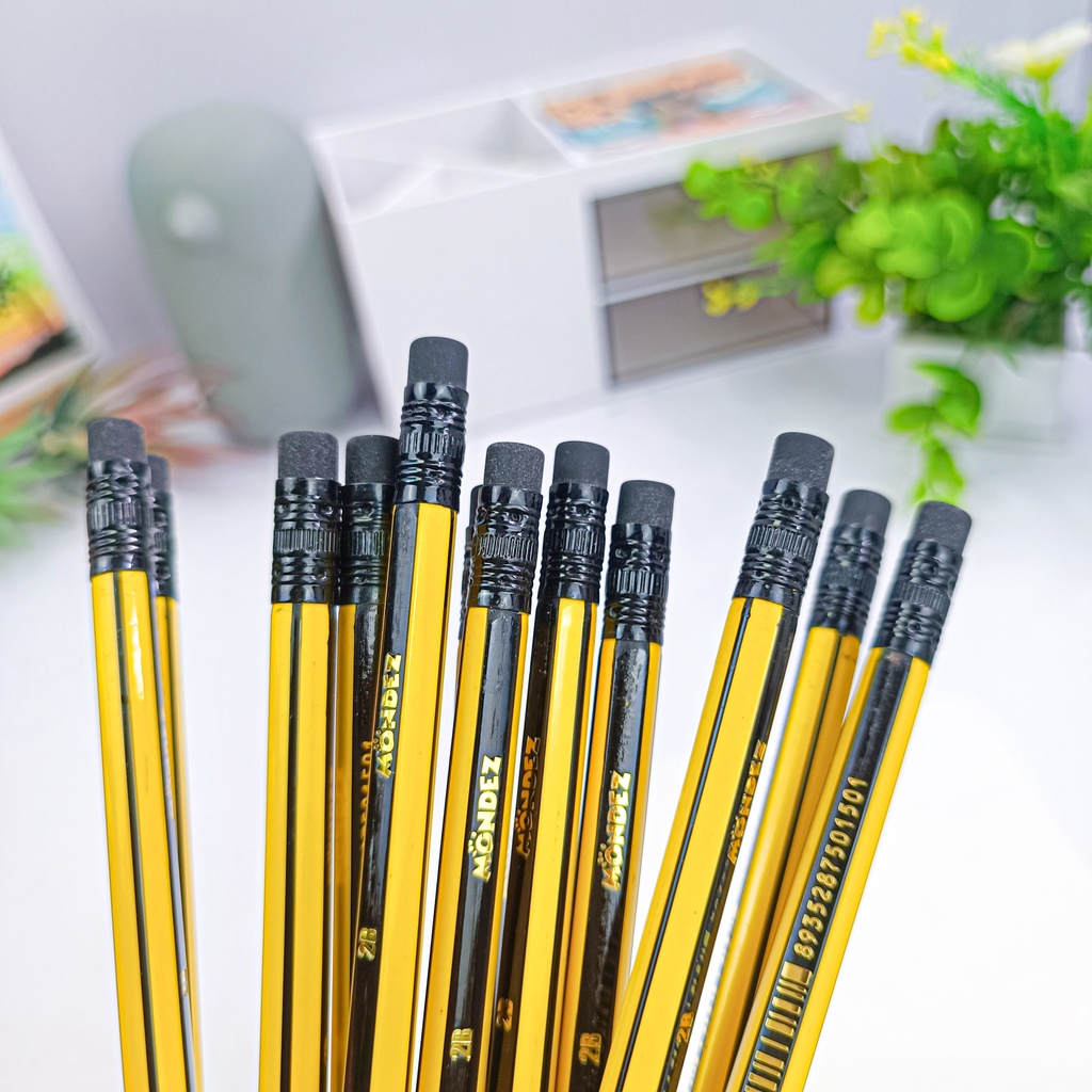 Bút Chì Gỗ 2B Hộp 12 Chiếc, Bút Chì Cao Cấp MONDEZ Nét Đậm