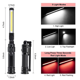 Đèn LED làm việc COB Đèn pin LED có thể sạc lại Đèn pin di động để cắm trại, chiếu sáng khẩn cấp
