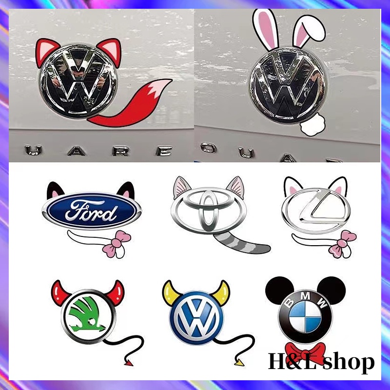 Hl logo Dán Trang Trí Xe Hơi / Xe Máy / Xe Hơi Chống Trầy Xước Hình Tai Mèo Dễ Thương