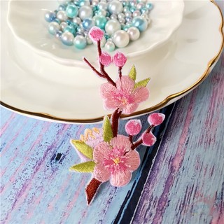 Miếng dán ủi hoặc thêu họa tiết hoa anh đào nguyên cành sắc nét DIY sáng tạo