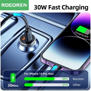 Rocoren 30W Sạc Xe Hơi USB Loại C Sạc Nhanh QC PD Sạc Nhanh Sạc Adapter Cho iPhone 14 Pro Max 13 Samsung Xiaomi Poco