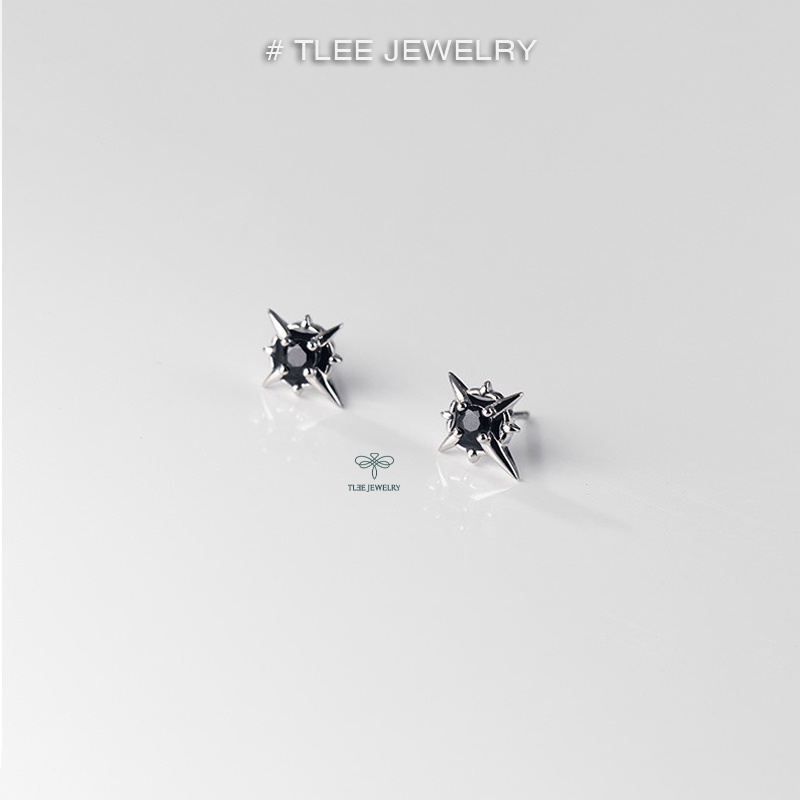 Ảnh Khuyên tai bạc TLEE mẫu galvin đá đen cá tính TLEE JEWELRY B0264 1