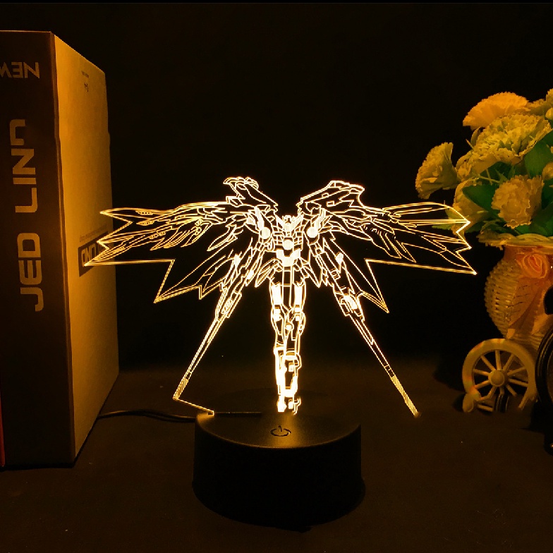 HK1 Di Động Phù Hợp Với Gundam Đèn Ngủ Anime Acrylic 3d Đèn LED Từ Xa Sạc USB Hoạt Hình Chiếu Sáng Trang Trí Bàn Làm Việc Nhà KH1