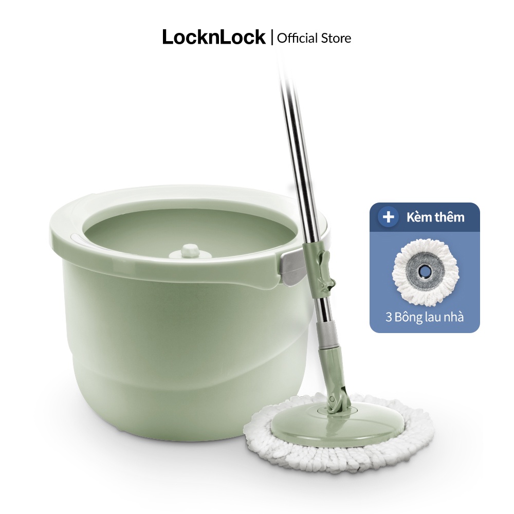 Bộ cây lau nhà xoay Lock&Lock Mini spin mop màu xanh mint ETM498MITS2 thiết kế gọn nhẹ, kèm bông lau thay thế