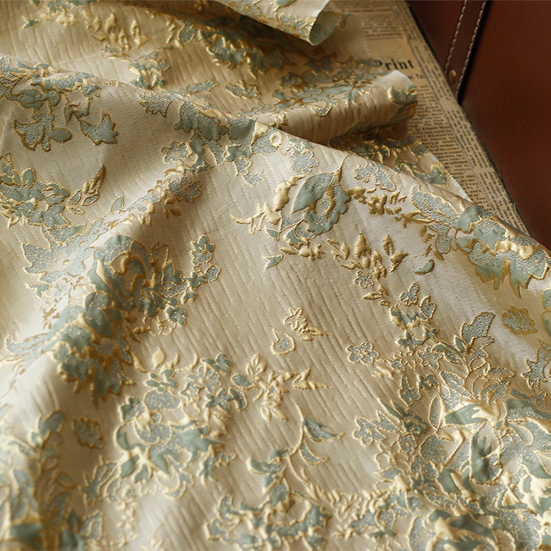 Dập nổi lụa vàng Jacquard - Vải phù hợp cho váy cổ điển và Lolita - 1 Mét TJ9257