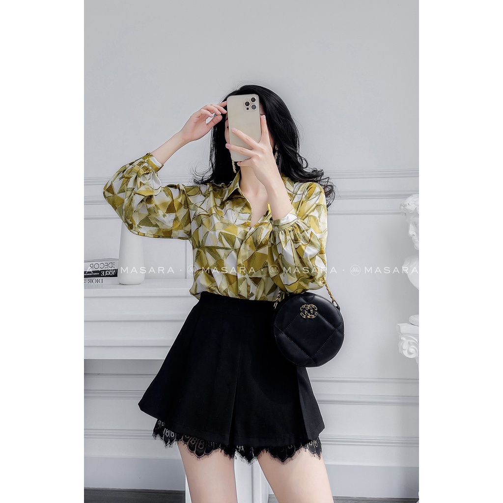 ÁO SƠ MI LỤA KIM CƯƠNG XANH NGỌC