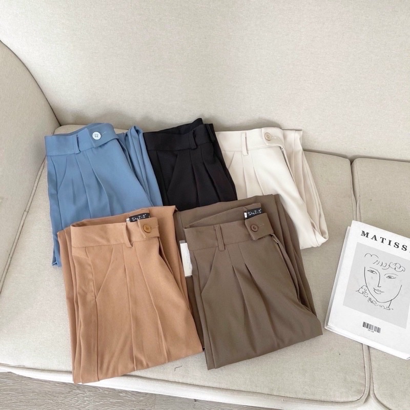 Quần culottes dáng suông cúc lệch 5 màu Women the.sweaterweather TSW (ảnh thật)