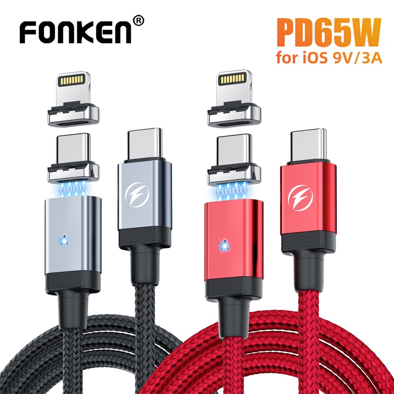 Ảnh Cáp sạc nhanh FONKEN USB C từ tính PD65W sang type C 27W IOS thích hợp cho iP Samsung 2