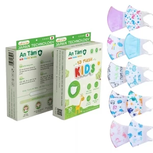 Khẩu trang 5d cho bé 0 - 9 tuổi kháng khuẩn nhiều hoạ tiết đáng yêu chính hãng An Tâm